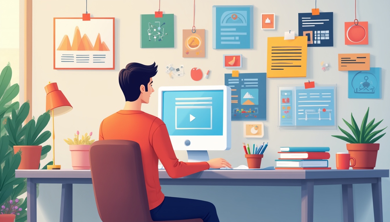 Ilustrație cu procesul de creare site, de la idee la lansare, evidențiind etape cheie